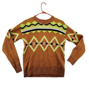 ULTRA FLIRT Sweater Women’s Long Sleeve Geometric Pattern Brown Small